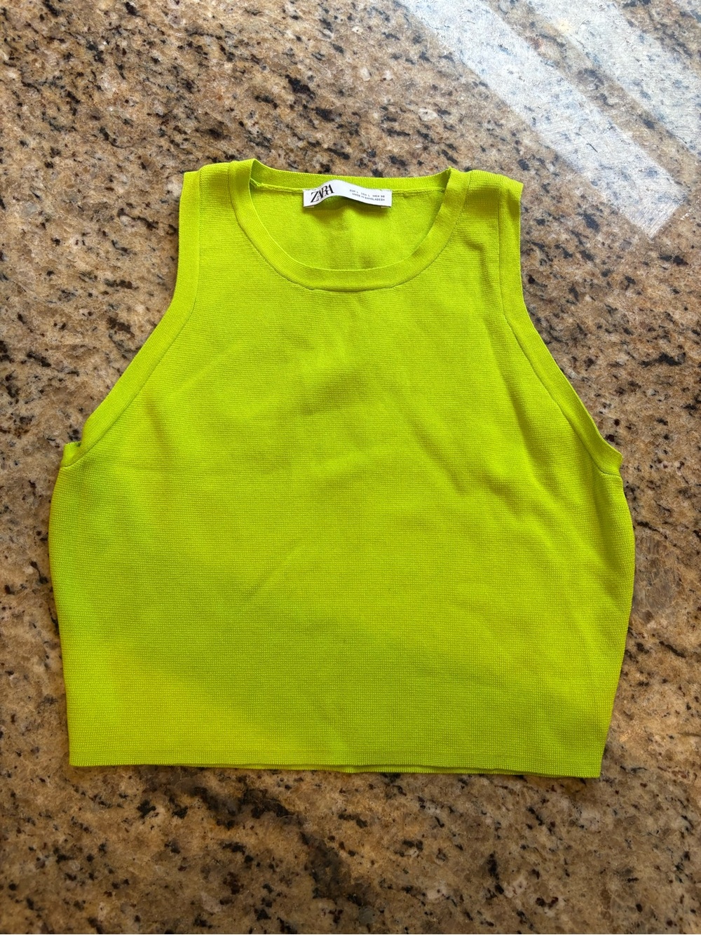 Zara Neon Lime Green Sleeveless Crop Top